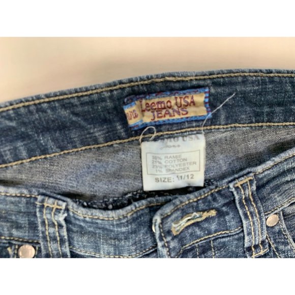 Leemo Jeans Juniors Size 11 12 Jeans Cropped Capri Jeans Vintage Y2k Flap Back P - Picture 4 of 5